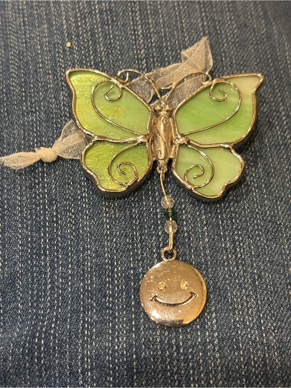 Butterfly Hanging Accent with Smiley Charm